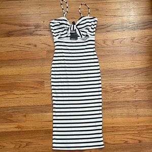 Tie Front Ribbed Dress
